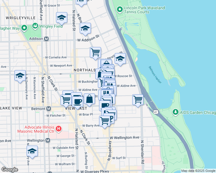 map of restaurants, bars, coffee shops, grocery stores, and more near in Chicago
