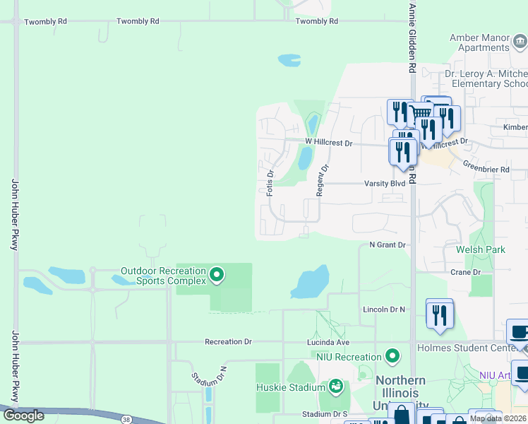 map of restaurants, bars, coffee shops, grocery stores, and more near 781 Fotis Drive in DeKalb