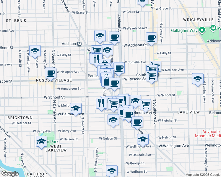 map of restaurants, bars, coffee shops, grocery stores, and more near in Chicago
