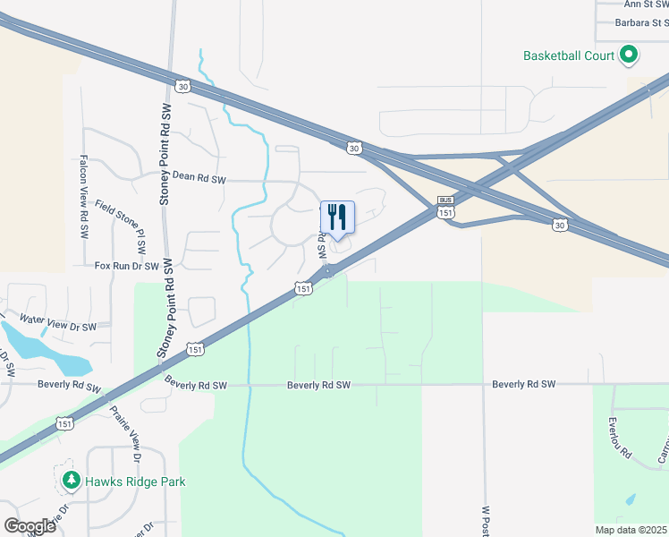map of restaurants, bars, coffee shops, grocery stores, and more near 6102 Williams Boulevard Southwest in Cedar Rapids