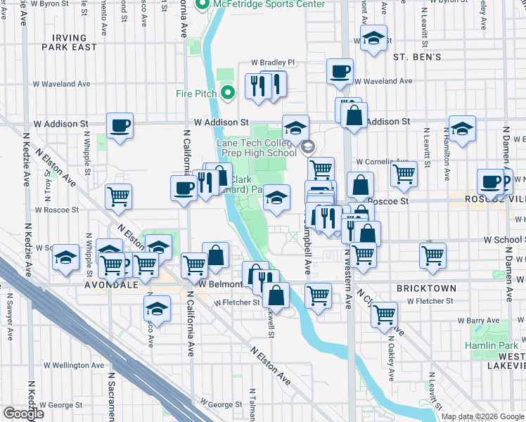 map of restaurants, bars, coffee shops, grocery stores, and more near in Chicago