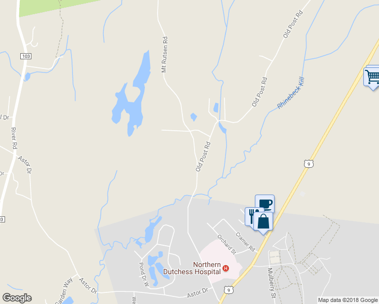 map of restaurants, bars, coffee shops, grocery stores, and more near 4 Mount Rutsen Road in Rhinebeck