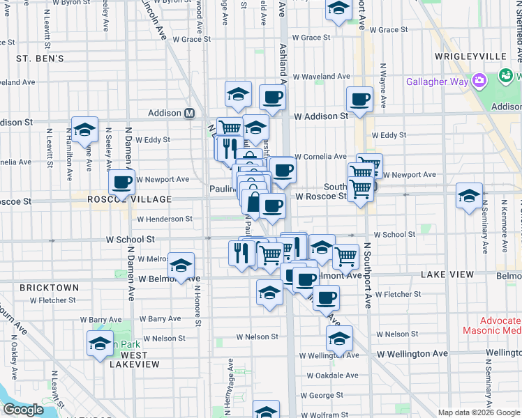 map of restaurants, bars, coffee shops, grocery stores, and more near in Chicago