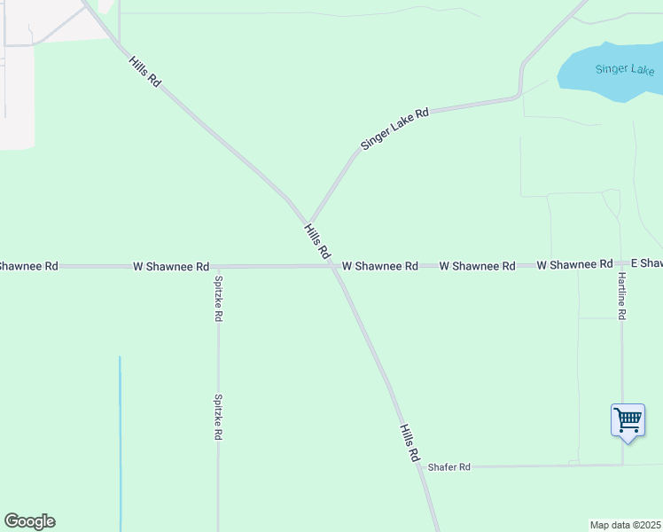 map of restaurants, bars, coffee shops, grocery stores, and more near 701 West Shawnee Road in Baroda