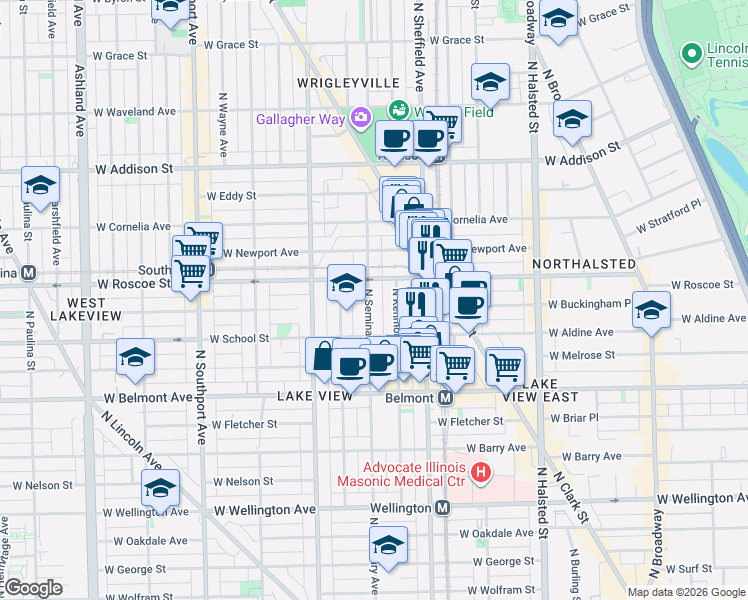 map of restaurants, bars, coffee shops, grocery stores, and more near in Chicago