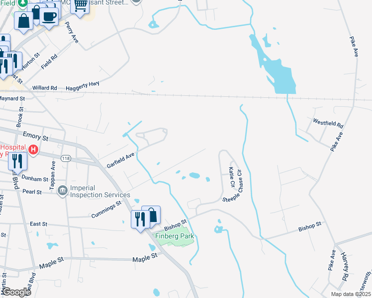 map of restaurants, bars, coffee shops, grocery stores, and more near 122 Knott Street in Attleboro