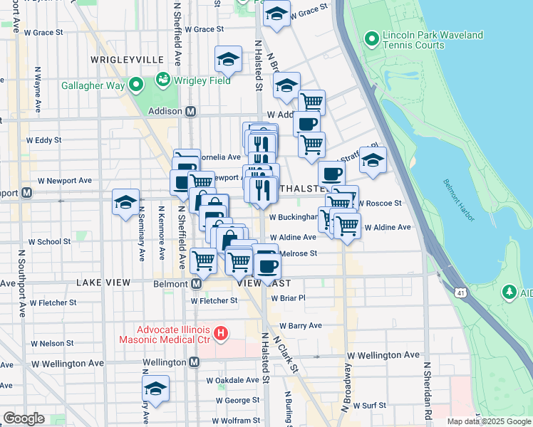 map of restaurants, bars, coffee shops, grocery stores, and more near in Chicago