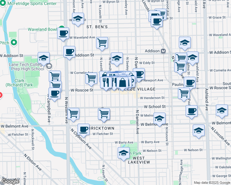 map of restaurants, bars, coffee shops, grocery stores, and more near in Chicago