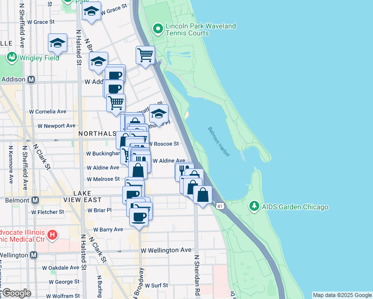 map of restaurants, bars, coffee shops, grocery stores, and more near in Chicago