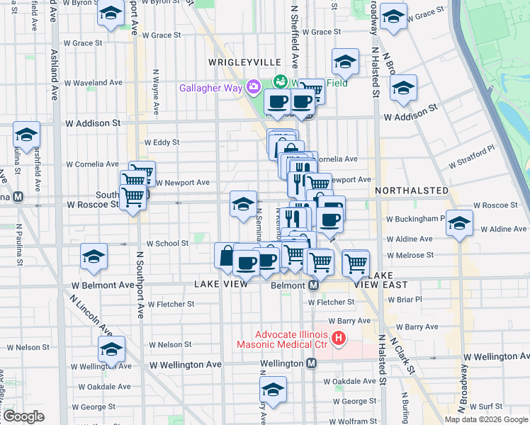 map of restaurants, bars, coffee shops, grocery stores, and more near in Chicago