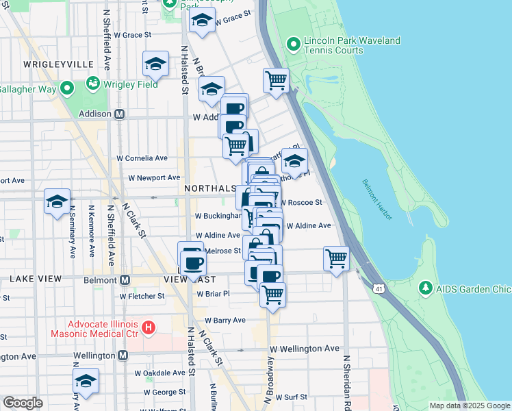 map of restaurants, bars, coffee shops, grocery stores, and more near in Chicago