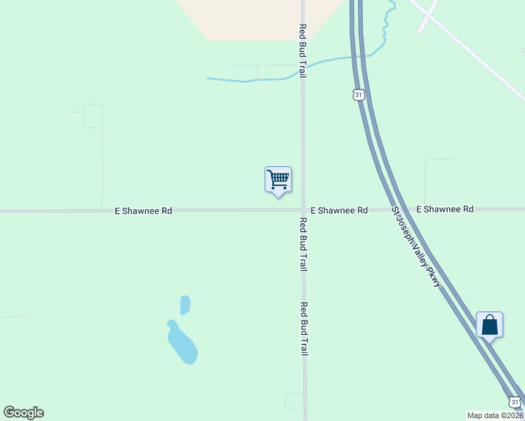 map of restaurants, bars, coffee shops, grocery stores, and more near 3221 East Shawnee Road in Berrien Springs