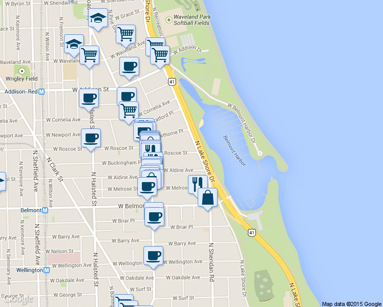 map of restaurants, bars, coffee shops, grocery stores, and more near in Chicago