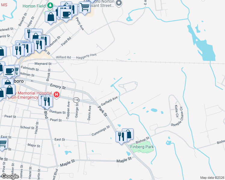 map of restaurants, bars, coffee shops, grocery stores, and more near 1101 Hillside Avenue in Attleboro