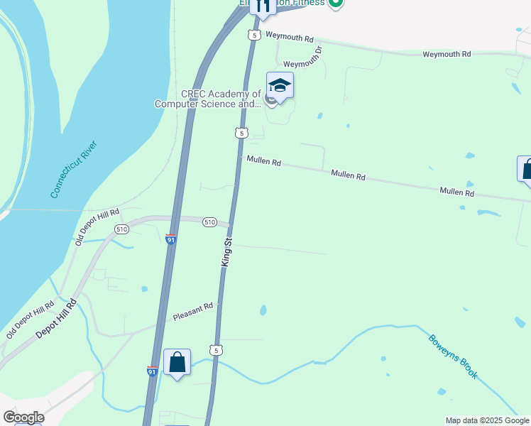 map of restaurants, bars, coffee shops, grocery stores, and more near 1657 King Street in Enfield