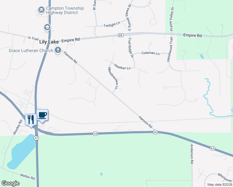 map of restaurants, bars, coffee shops, grocery stores, and more near 5N251 Hanson Road in St. Charles