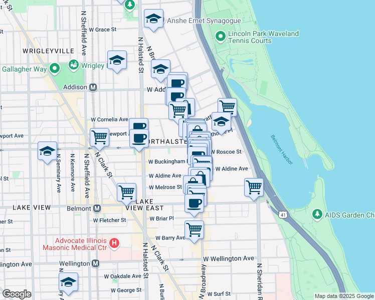 map of restaurants, bars, coffee shops, grocery stores, and more near in Chicago