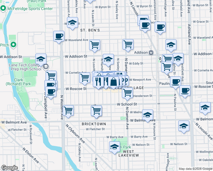 map of restaurants, bars, coffee shops, grocery stores, and more near in Chicago