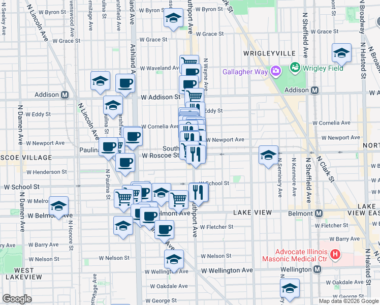 map of restaurants, bars, coffee shops, grocery stores, and more near in Chicago
