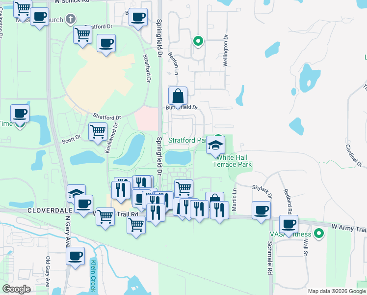 map of restaurants, bars, coffee shops, grocery stores, and more near 321 Stratford Place in Bloomingdale
