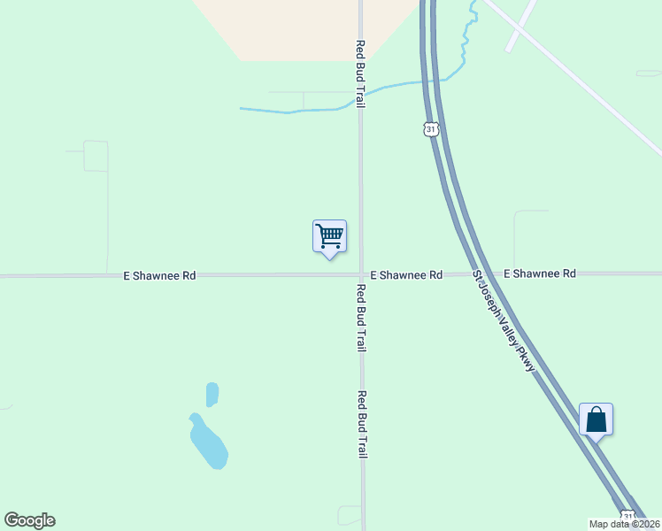 map of restaurants, bars, coffee shops, grocery stores, and more near 3221 East Shawnee Road in Berrien Springs