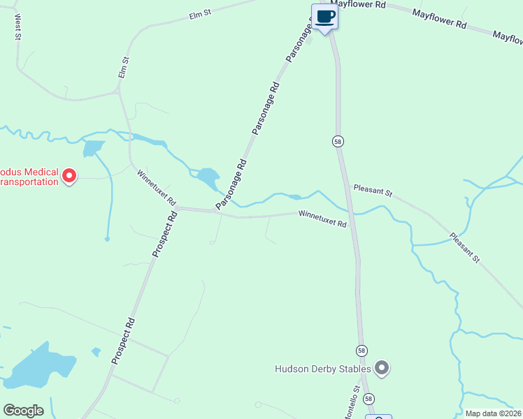 map of restaurants, bars, coffee shops, grocery stores, and more near 31 Winnetuxet Road in Plympton