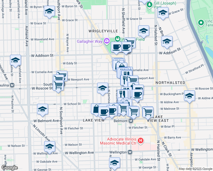 map of restaurants, bars, coffee shops, grocery stores, and more near in Chicago