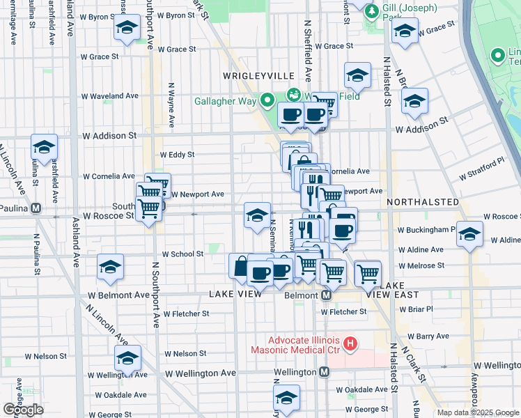 map of restaurants, bars, coffee shops, grocery stores, and more near in Chicago