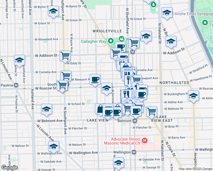 map of restaurants, bars, coffee shops, grocery stores, and more near in Chicago