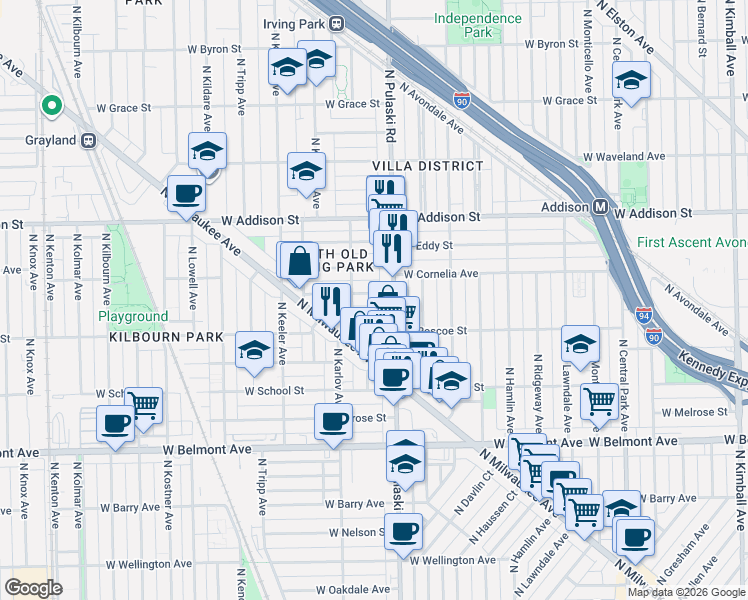 map of restaurants, bars, coffee shops, grocery stores, and more near in Chicago