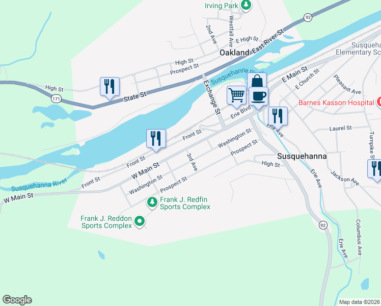 map of restaurants, bars, coffee shops, grocery stores, and more near 920-926 Front St in Susquehanna Depot