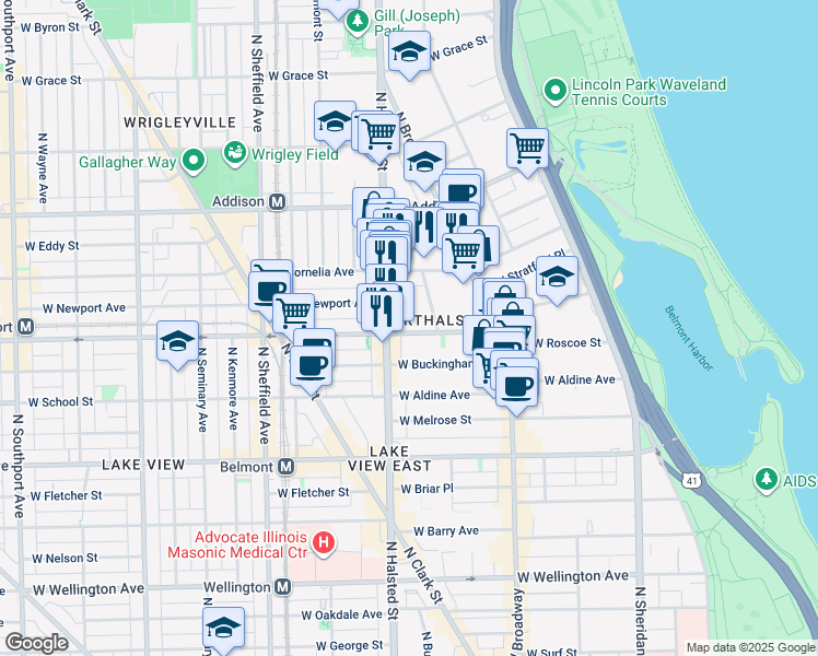 map of restaurants, bars, coffee shops, grocery stores, and more near in Chicago