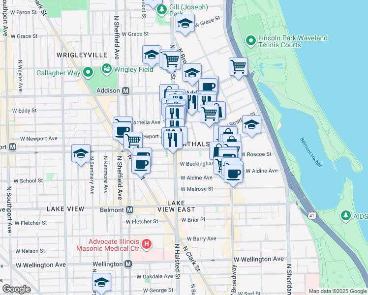 map of restaurants, bars, coffee shops, grocery stores, and more near in Chicago