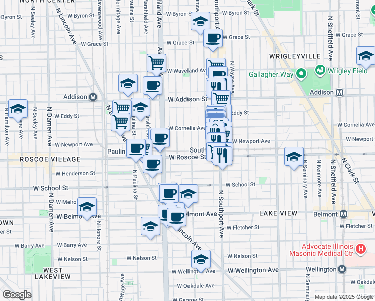 map of restaurants, bars, coffee shops, grocery stores, and more near in Chicago