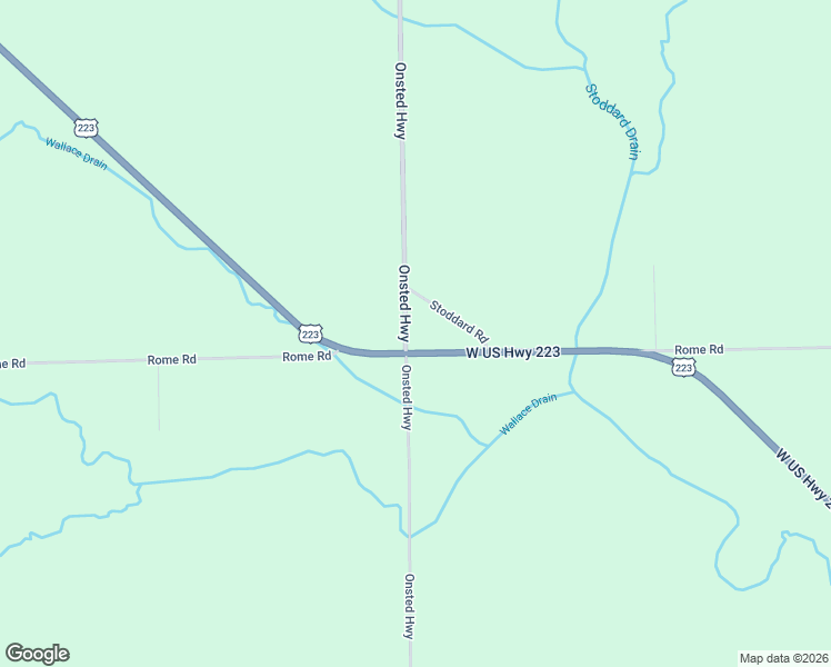 map of restaurants, bars, coffee shops, grocery stores, and more near 4095 Onsted Highway in Adrian