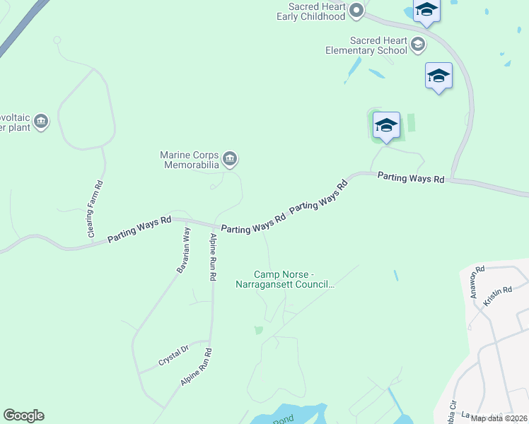 map of restaurants, bars, coffee shops, grocery stores, and more near 99 Parting Ways Road in Kingston