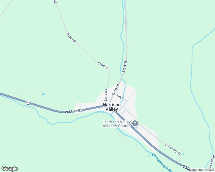 map of restaurants, bars, coffee shops, grocery stores, and more near State Road in Harrison Valley