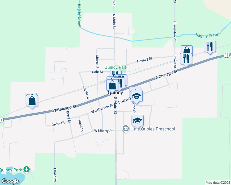 map of restaurants, bars, coffee shops, grocery stores, and more near in Quincy