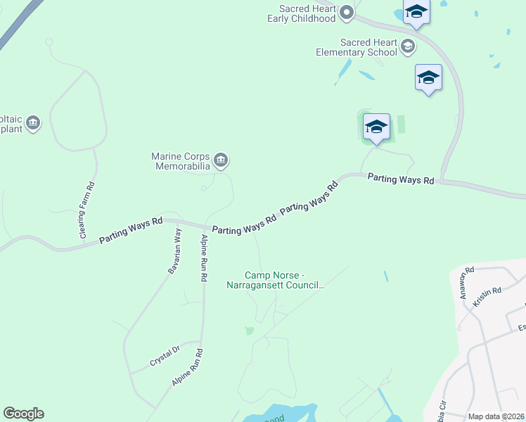 map of restaurants, bars, coffee shops, grocery stores, and more near 99 Parting Ways Road in Kingston