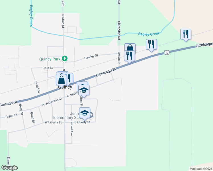 map of restaurants, bars, coffee shops, grocery stores, and more near in Branch County