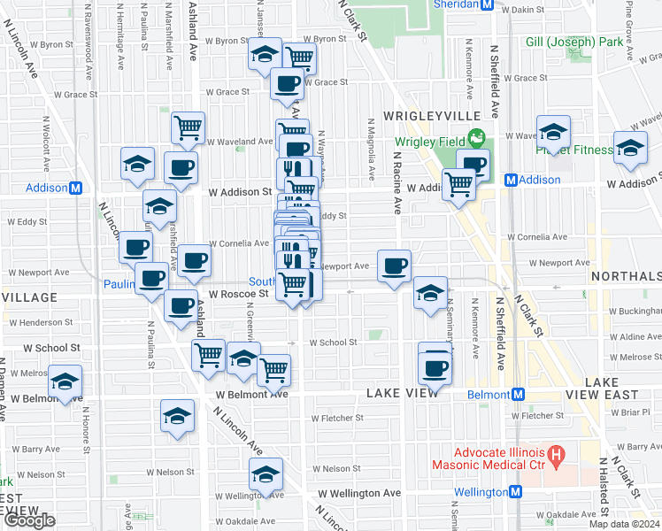 map of restaurants, bars, coffee shops, grocery stores, and more near in Chicago
