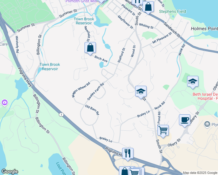 map of restaurants, bars, coffee shops, grocery stores, and more near 66 Stafford Street in Plymouth