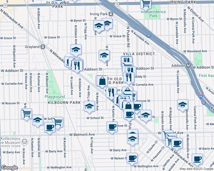 map of restaurants, bars, coffee shops, grocery stores, and more near in Chicago