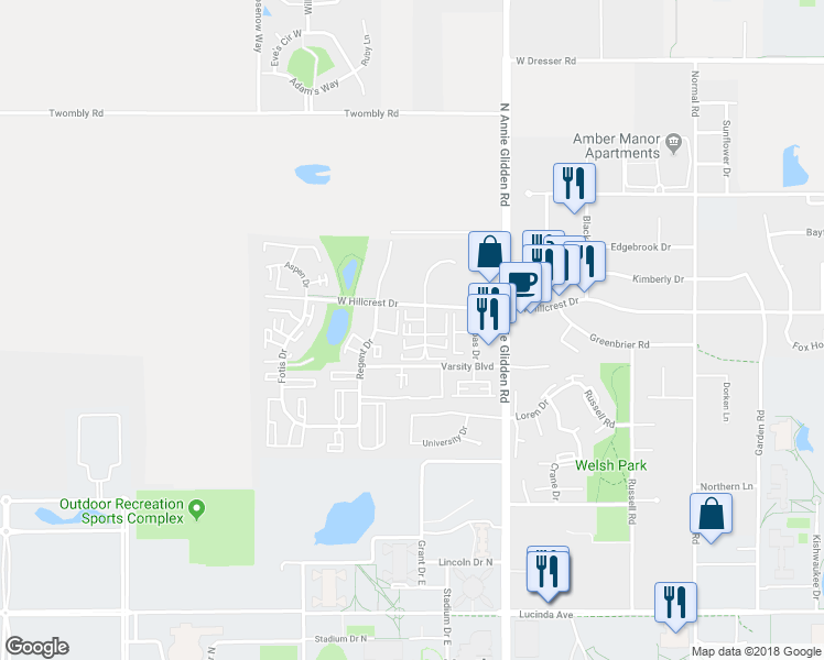 map of restaurants, bars, coffee shops, grocery stores, and more near 894 Regent Drive in DeKalb