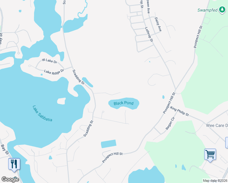 map of restaurants, bars, coffee shops, grocery stores, and more near 100 Black Pond Lane in Taunton