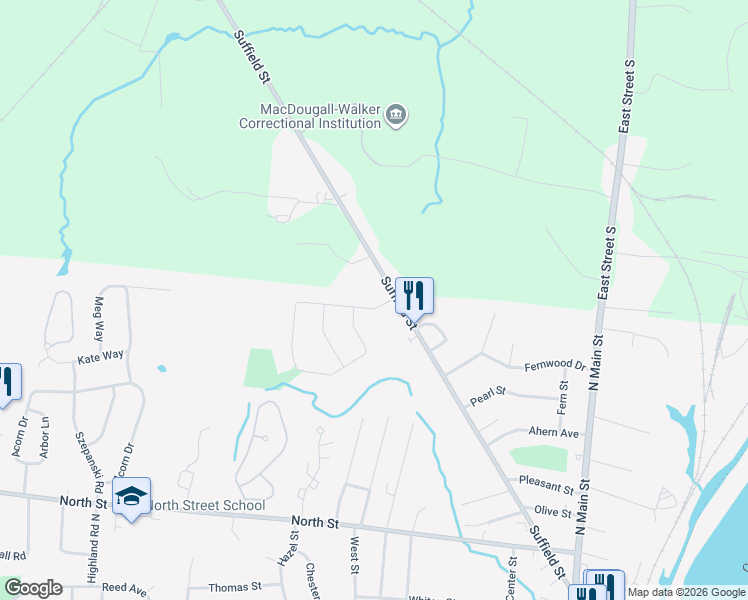 map of restaurants, bars, coffee shops, grocery stores, and more near 9 Circle Drive in Windsor Locks