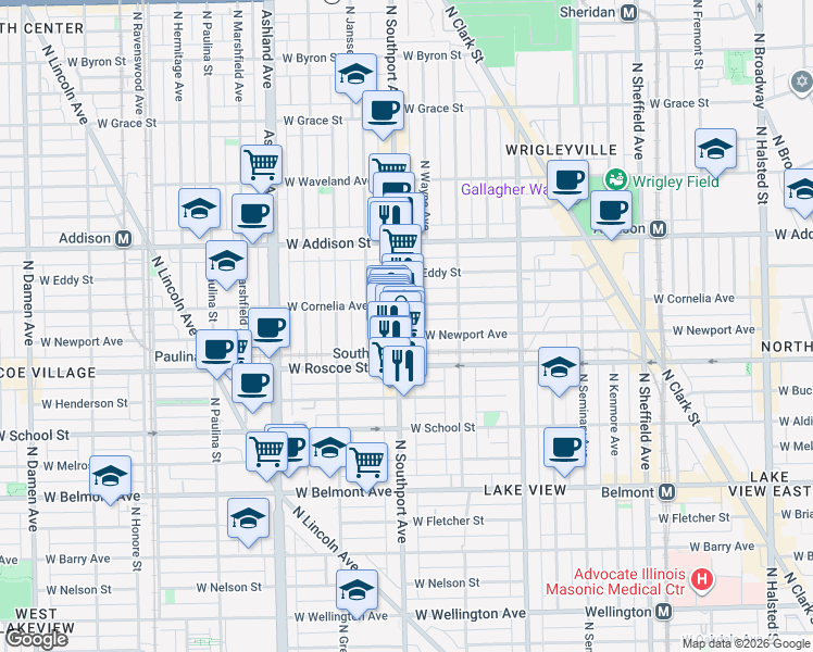 map of restaurants, bars, coffee shops, grocery stores, and more near in Chicago