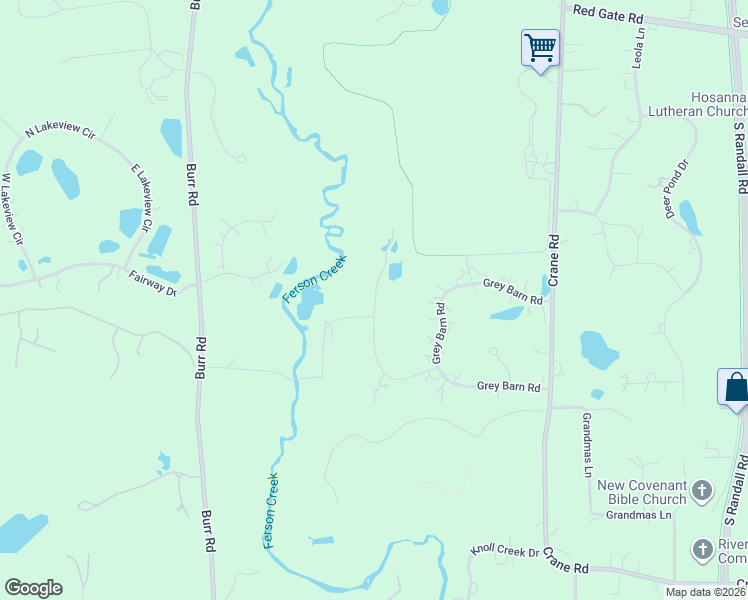 map of restaurants, bars, coffee shops, grocery stores, and more near Woodgate Road in St. Charles