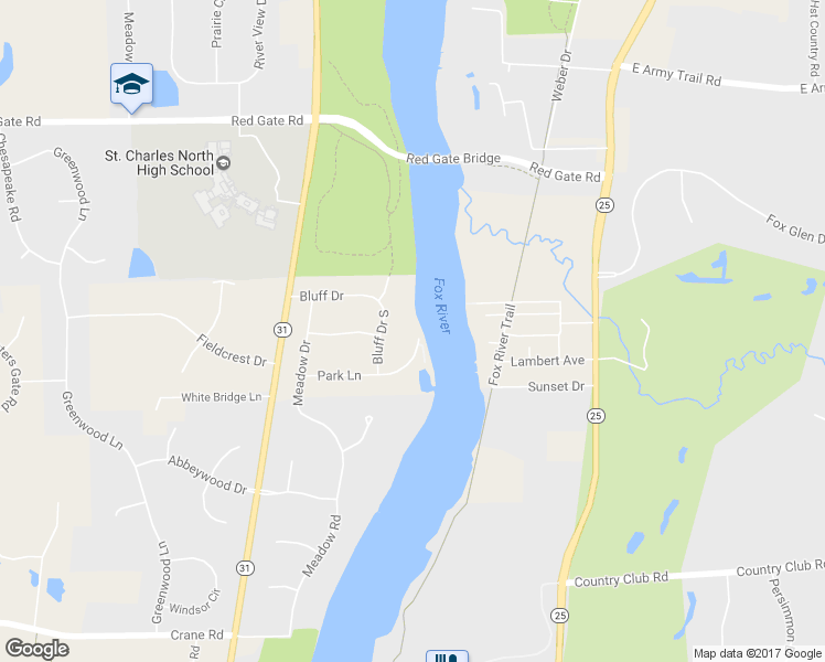 map of restaurants, bars, coffee shops, grocery stores, and more near 5N187 Bluff Drive South in St. Charles