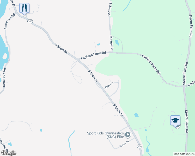 map of restaurants, bars, coffee shops, grocery stores, and more near 620 South Main Street in Burrillville